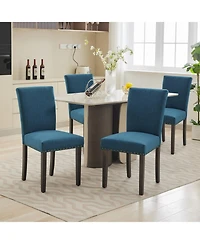 gaomon Set of 4 Linen Upholstered Parsons Dining Chairs with Nailhead Trim, Kitchen and Dining Room Seating
