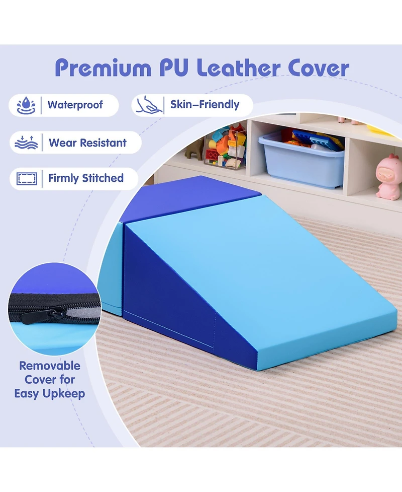 Mecale 2-Piece Step and Slide Soft Foam Climber Set for Infants & Toddlers