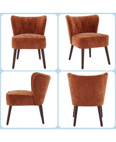 gaomon Mid-Century Modern Tufted Fabric Accent Chair, Armless Lounge Chair with Solid Wood Legs for Living Room