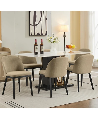 gaomon Modern Fabric Upholstered Wooden Dining Chairs Set with High Back and Deep Seat for Kitchen and Dining Room