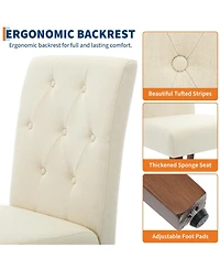 gaomon Set of 6 Button Tufted Parsons Dining Chairs, Upholstered Fabric Side Chairs with Solid Wood Legs