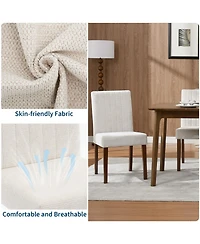 gaomon Set of 6 Modern Linen Fabric Upholstered Dining Chairs, Kitchen Side Chairs with Solid Wood Legs