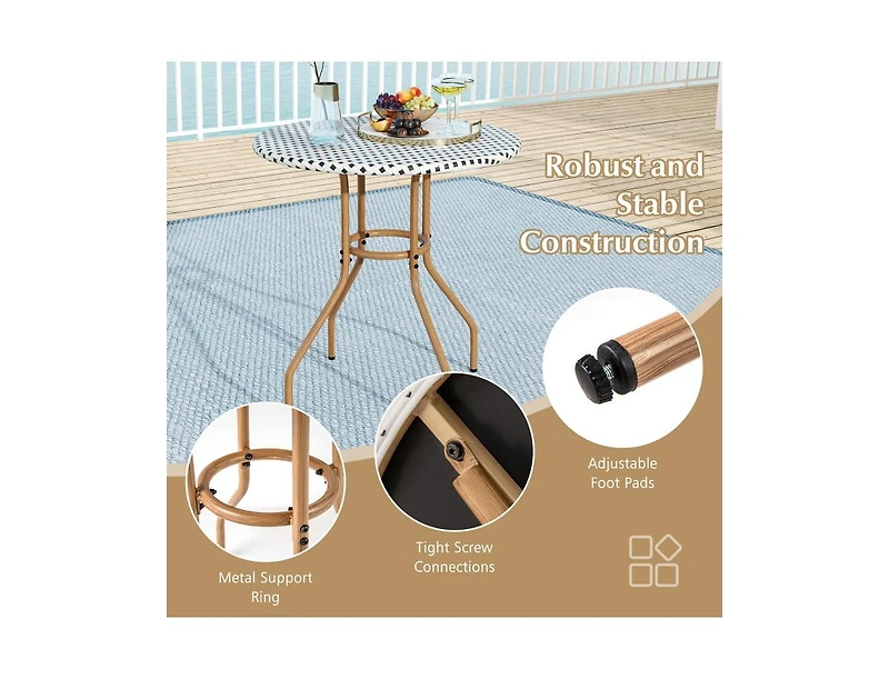 Slickblue 27.5 Inch Outdoor Bistro Table with Metal Frame