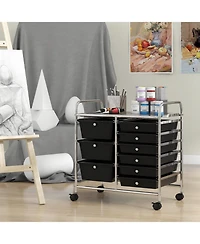 Sugift Nine Drawer Rolling Storage Cart with Metal Frame Organizer