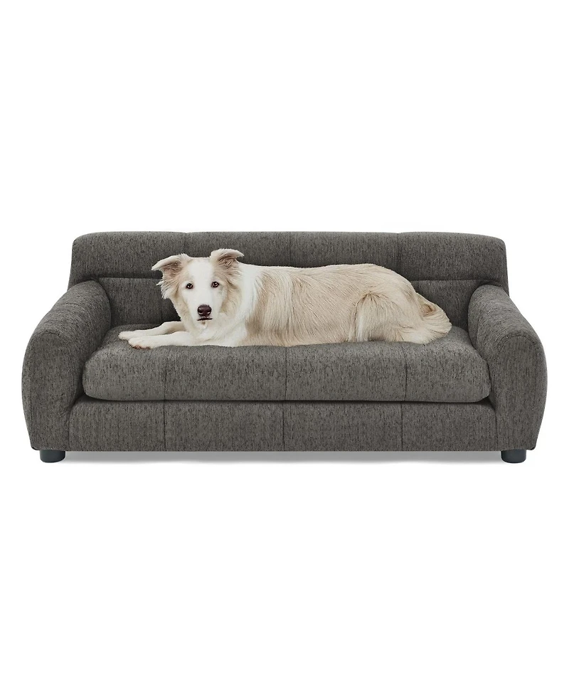 6thdruple 38 Inch Dog Sofa Bed, Green Linen with Armrest and Backrest for Large Medium Breeds