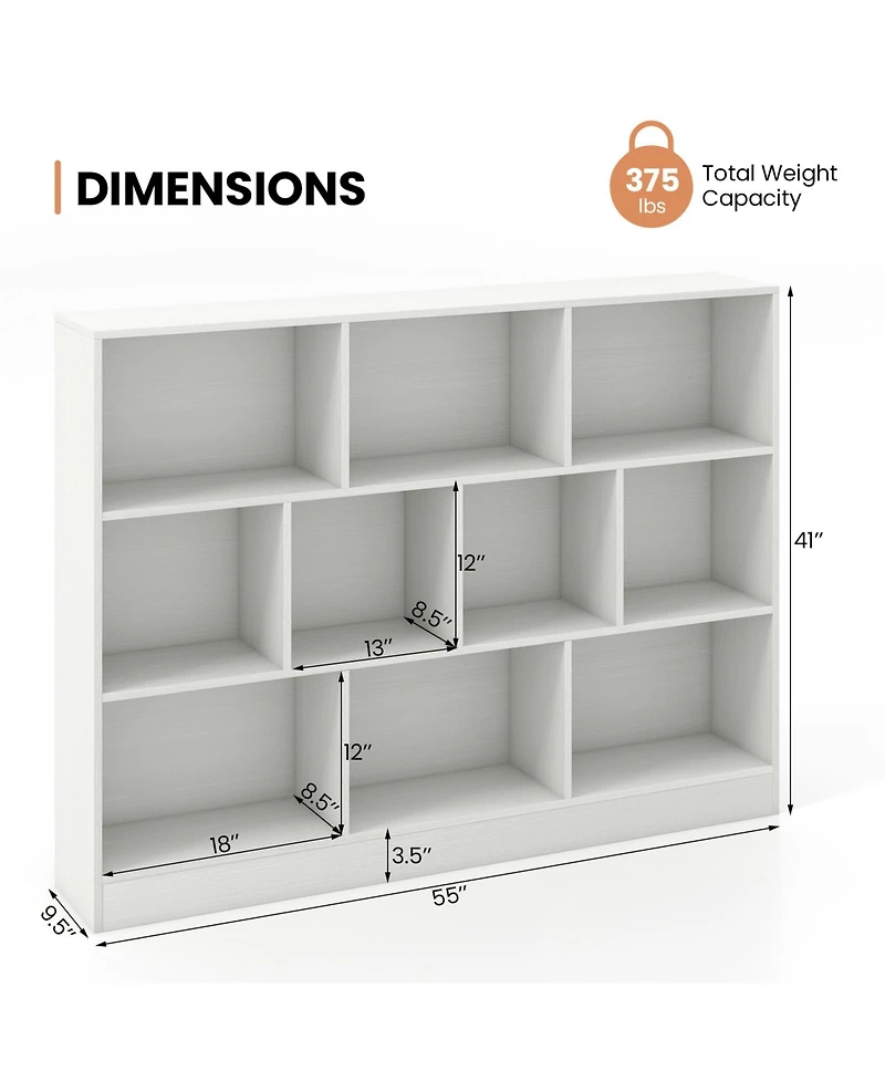 Sugift 41 inches Wooden Toy Storage Organizer with 10 Cubes for Classroom Daycare Nursery Kindergarten