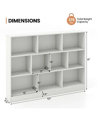 Sugift 41 inches Wooden Toy Storage Organizer with 10 Cubes for Classroom Daycare Nursery Kindergarten