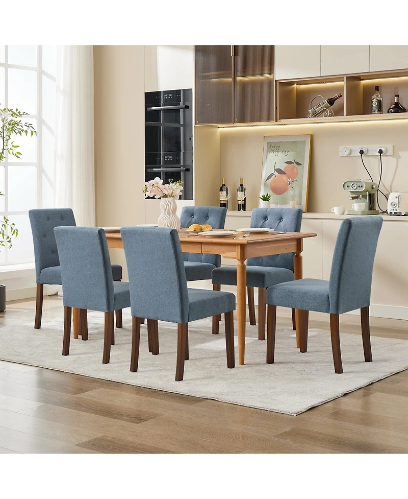 gaomon Set of 2 Modern Fabric Upholstered Dining Chairs with Sturdy Wood Legs and Rubber Frame