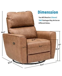 gaomon Power Recliner Swivel Rocking Glider Pu Leather Upholstered Nursery Chair