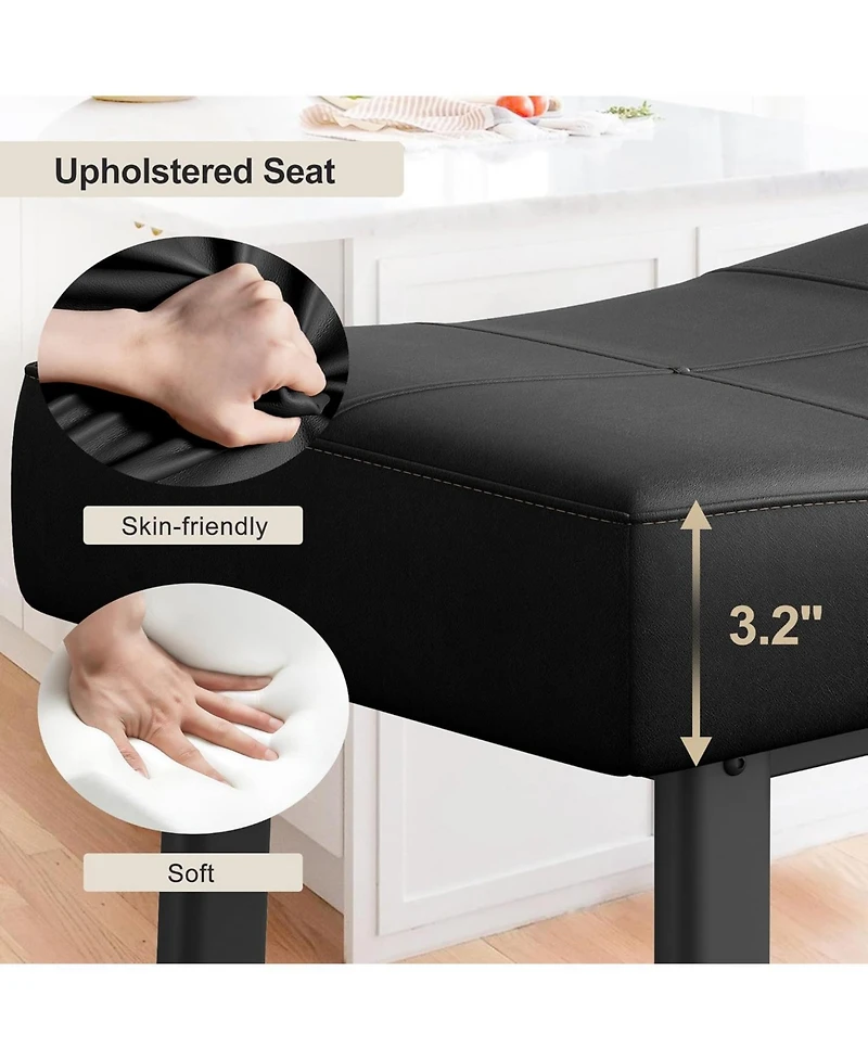 gaomon Set of 2 Ergonomic 24" Counter Height Bar Stools with Curved Pu Leather Seat, Metal Frame and Footrest, Supports 240 lbs