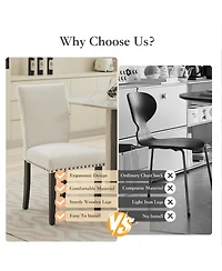 gaomon Set of 6 Linen Upholstered Parsons Dining Chairs with Nailhead Trim, Kitchen and Dining Room Seating