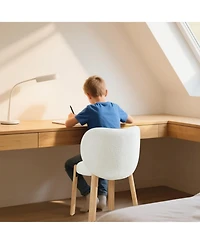 gaomon Set of 2 Heart-Back Teddy Vanity Chairs, Armless Small-Space Seating, 300 lb Capacity, Fits Under 24" Desks