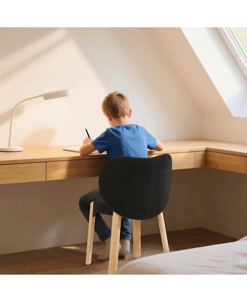 gaomon 1Piece Heart-Back Teddy Vanity Chair, Armless Small-Space Seating, 300 lb Capacity, Fits Under 24" Desks