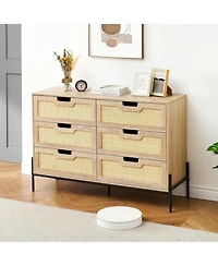 gaomon Dresser for Bedroom Spacious Storage Chest Premium Tall Fabric Dresser Easy Assembly Hallway Oak