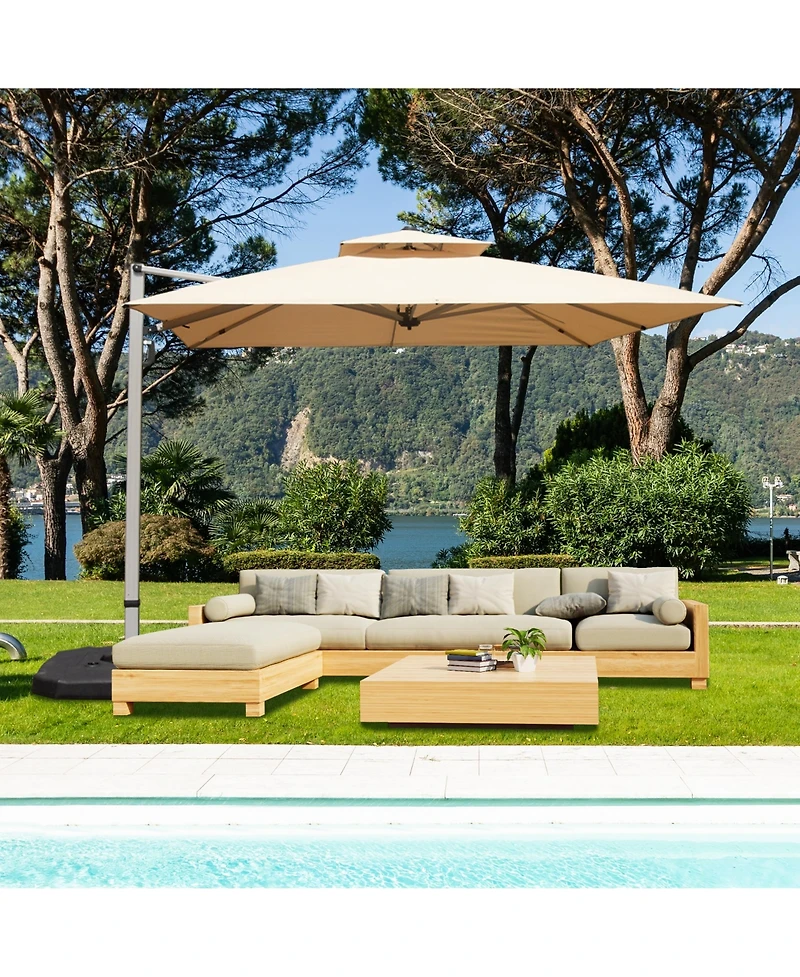 Mondawe 10 ft. Square Cantilever Umbrella with Center Pole (Base Not Included)