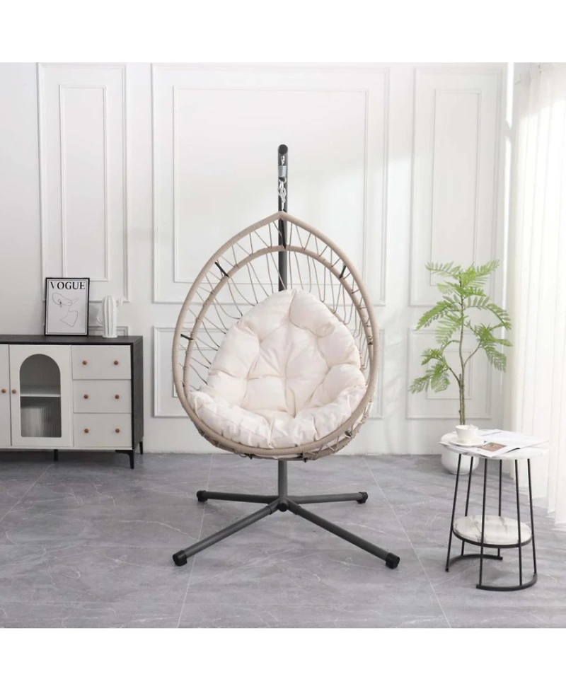 Boyel Living Outdoor Egg-shaped Hanging Chair with Stand, Patio Swing Chair, Indoor Rocking Hammock