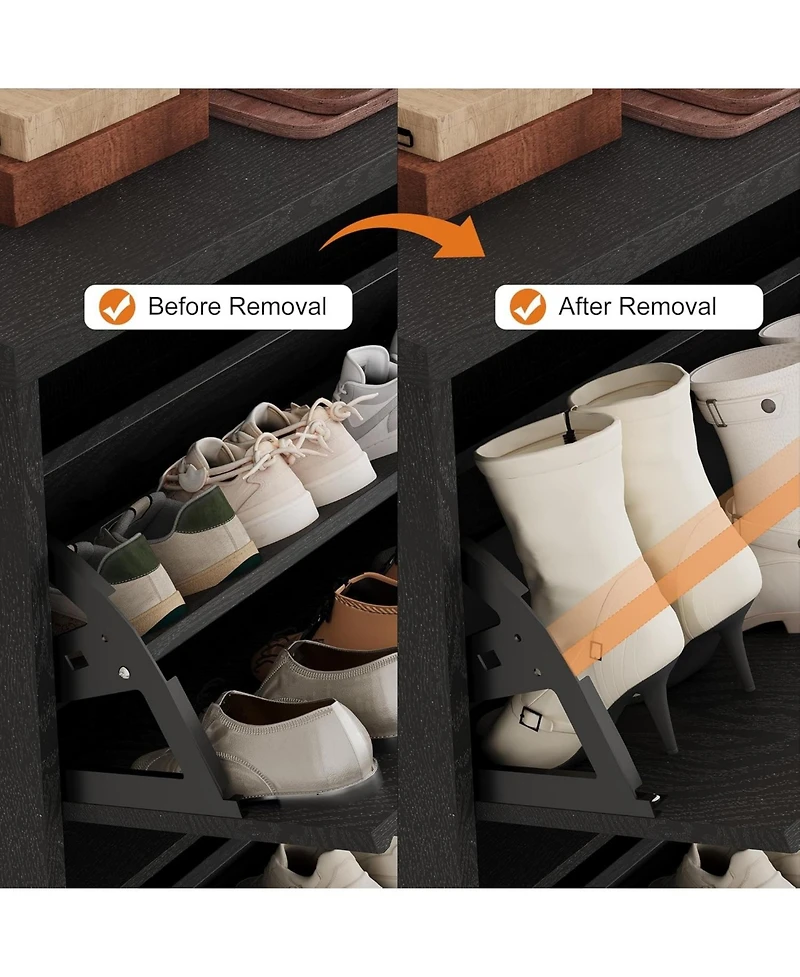 gaomon Fluted Shoe Cabinet with 4 Flip Drawers and Adjustable Removable Shelves, Freestanding Slim Organizer