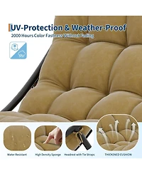 gaomon Oversized Papasan Rocking Chair, E-Coated Iron Egg Recliner, Cushion, 450 lbs Capacity, Indoor/Outdoor Lounge