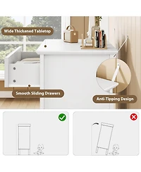 gaomon Fluted 3 Drawers Dresser Set of 2, Wide Wood Chest of Drawers, Dresser Chest of Drawers Organizer with Metal Legs and Anti-Tipping