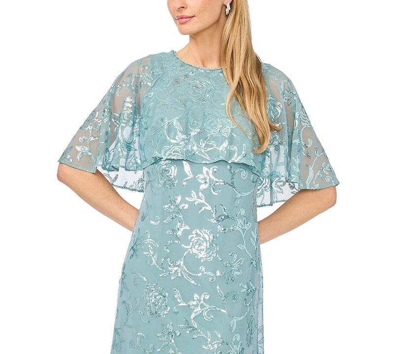 Msk Petite Short-Sleeve Crewneck Midi Dress