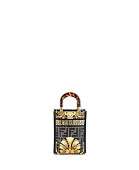 Pre-Owned Fendi Mini x Versace Fendace Convertible Sunshine Shopper Tote Printed Laminated Leather