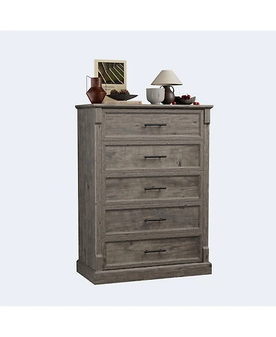 gaomon Farmhouse 5 Drawer Dresser Rustic Wood Chest for Bedroom