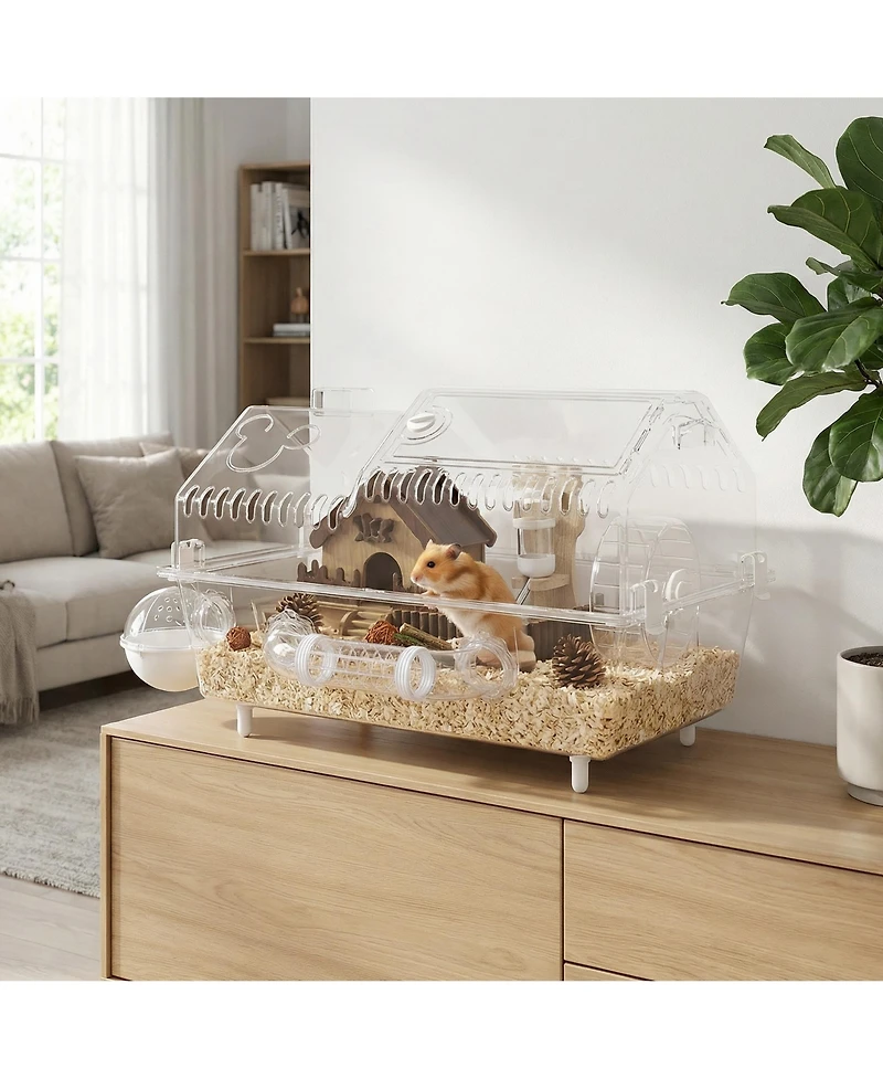 PawHut 8 in 1 Hamster Cage with Accessories, 21.5" x 11.8" x 12.6"