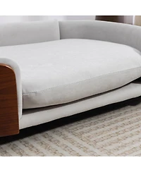 6thdruple Dog Sofa Bed with Velvet Cushion and Wood Legs