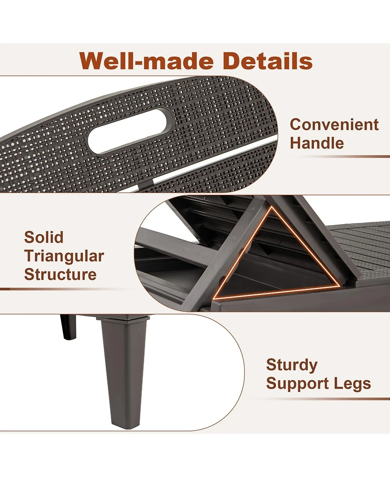 Sugift Outdoor Chaise Lounge Chairs Set of Two with Adjustable Backrests