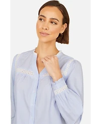 Yumi Women's Stripe Shirt With Lace Detail
