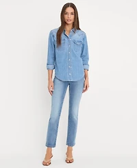 Good American Women's Slim-Fit Long-Sleeve Denim Shirt