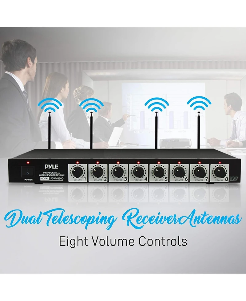 Pyle Vhf Professional Conference Microphone System with 8 Tabletop Gooseneck Mics (PDWM8300)