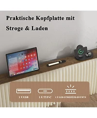 flynama Metal Platform Bed Beige Charging Station 2 Usb Ports Noise Free No Box Spring Needed