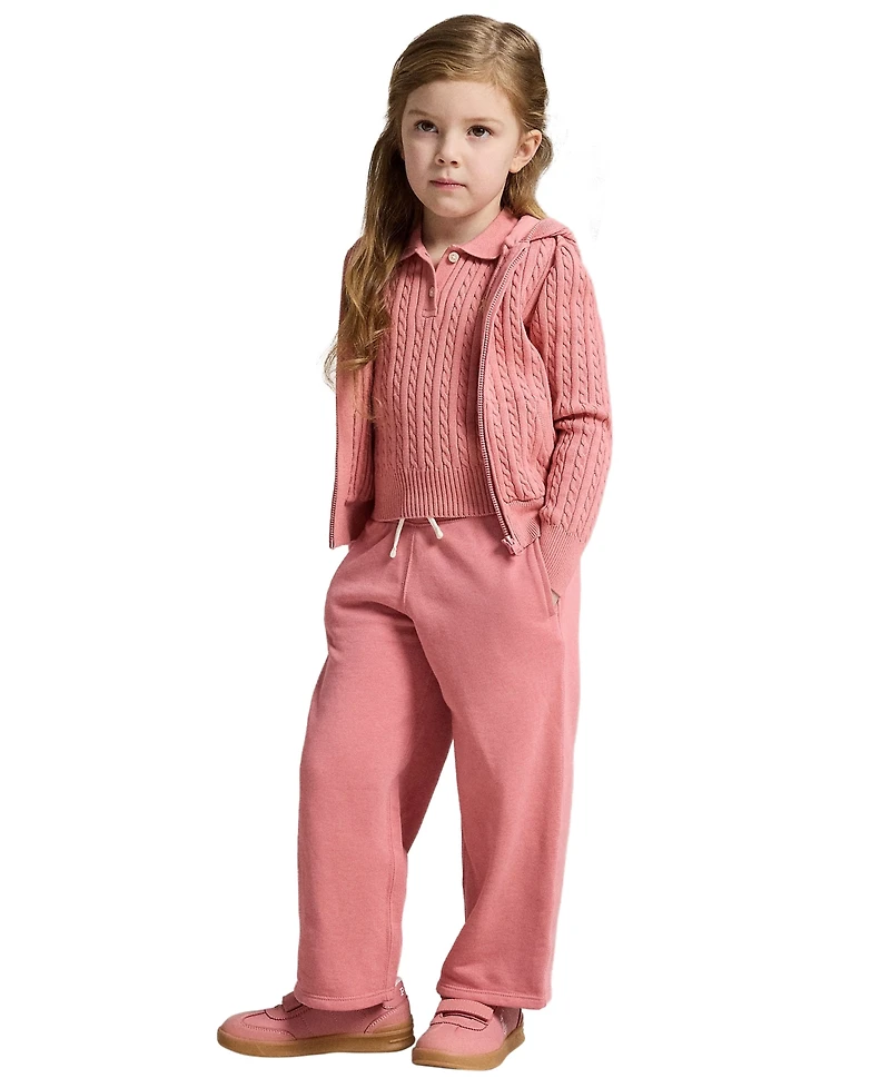 Polo Ralph Lauren Girls' 2-6X Mini-Cable Two-Button Placket Sweater