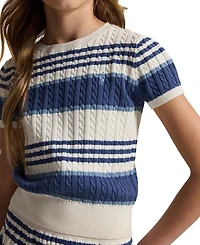 Polo Ralph Lauren Girls' 7-16 Striped Cable Sweater and Skirt, 2-Piece Set