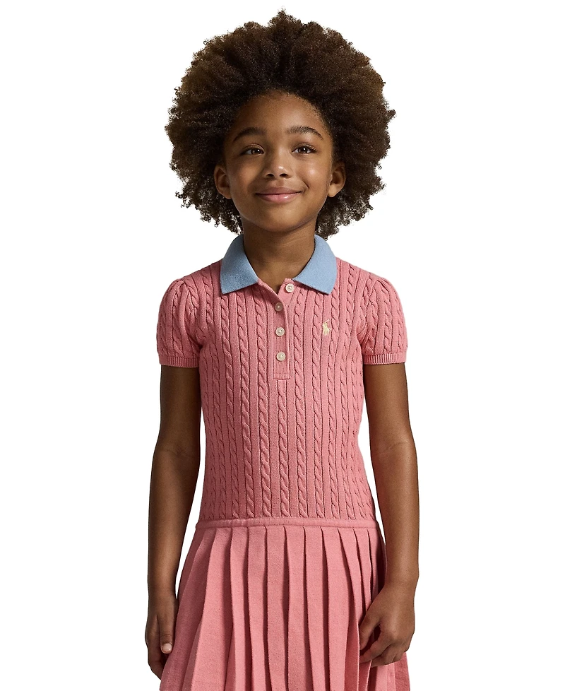 Polo Ralph Lauren Girls' 2T-6X Mini-Cable Collar Sweater Dress