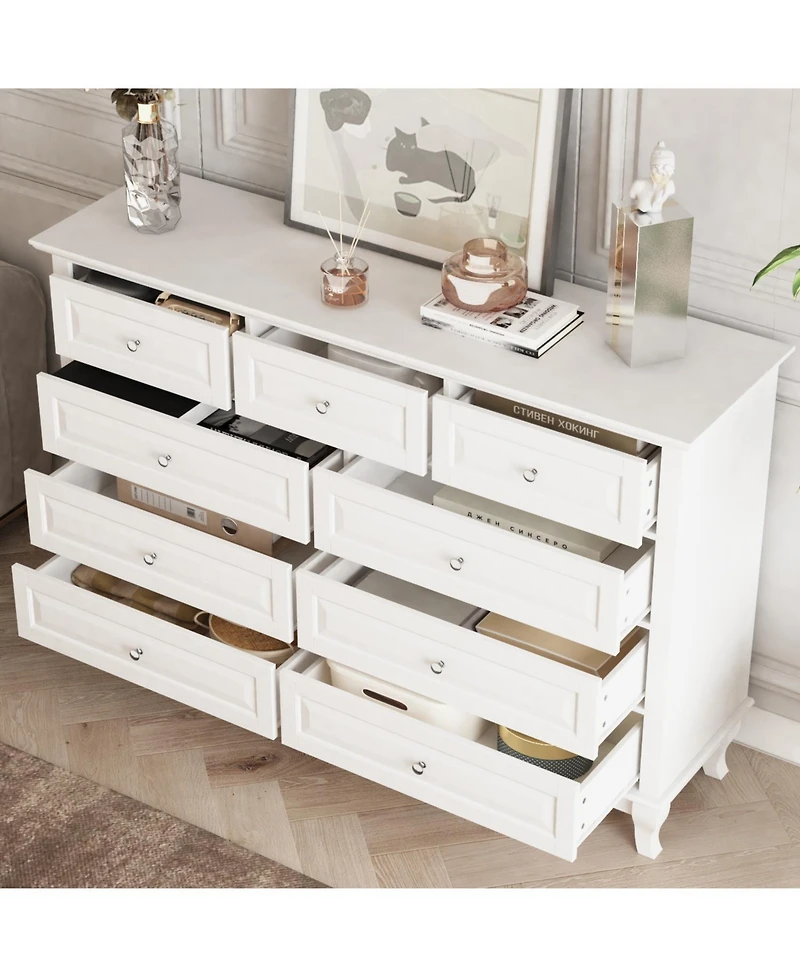 Homsee Modern 9 Drawer Dressing Table and 2 Drawer Bedside Table, Chest and Nightstand, Created for Macy's