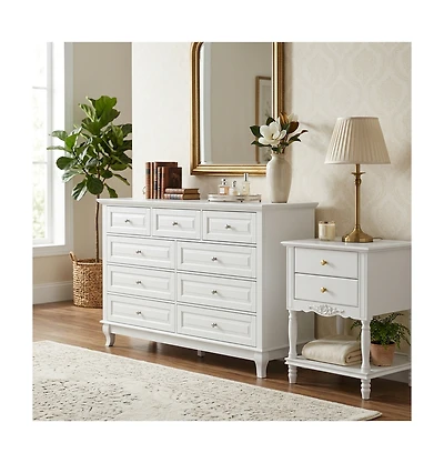 Homsee Modern 9 Drawer Dressing Table and 2 Drawer Bedside Table, Chest and Nightstand, Created for Macy's