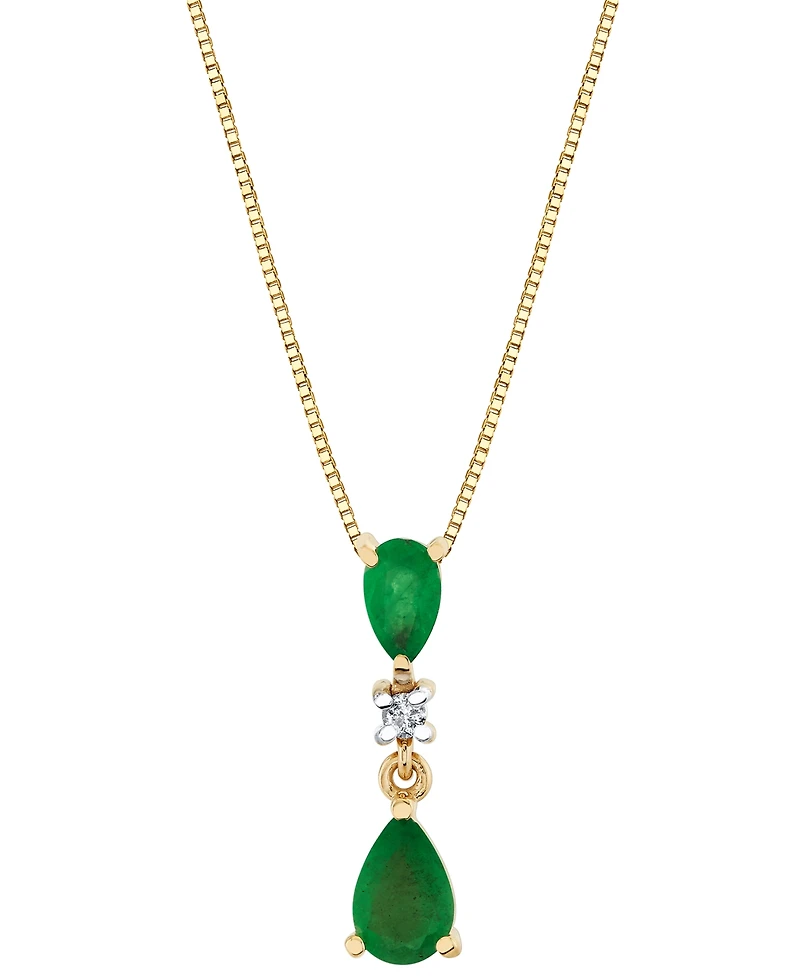 Macy's Emerald (5/8 ct. t.w.) & Diamond Accent Pendant Necklace in 10k Yellow Gold