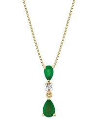 Macy's Emerald (5/8 ct. t.w.) & Diamond Accent Pendant Necklace in 10k Yellow Gold