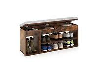 Slickblue Storage Shoe Bench with Padded Seat and 3 Open Shelves
