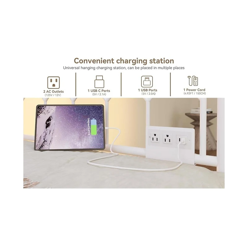 gaomon Twin Daybed with Trundle, Heavy Duty Metal Sofa Bed Frame with Charging Station & Led Lights