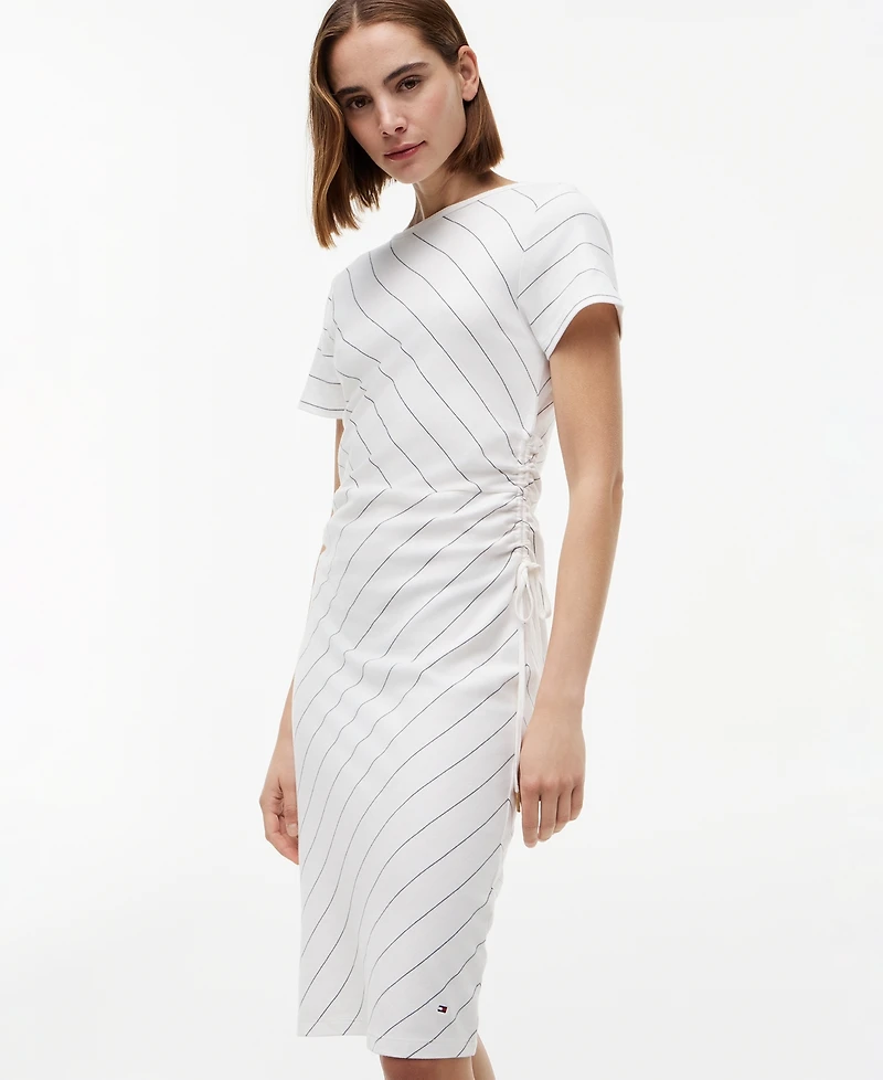 Tommy Hilfiger Women's Striped Boat Neck T-Shirt Dress