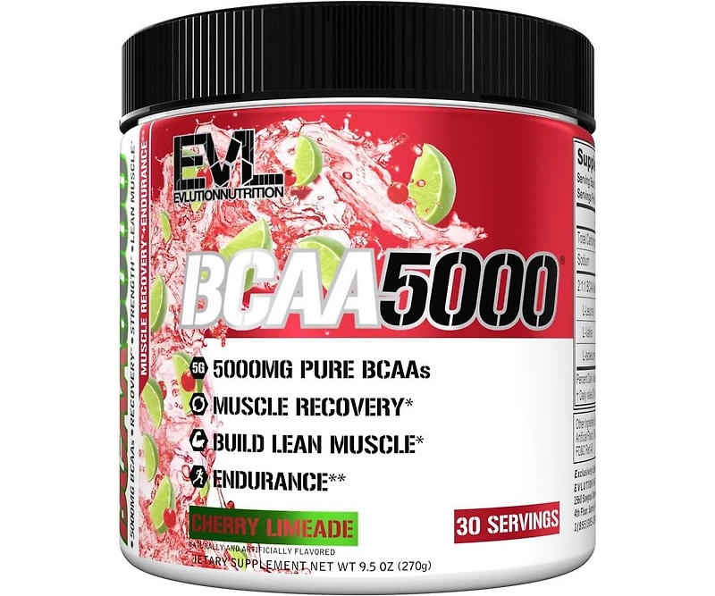 Evl Bcaas Amino Acids Powder | BCAA Powder Post Workout Recovery Drink and Stim Free Pre Workout Energy Drink Powder | for Men | Cherry Limeade
