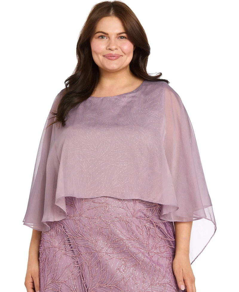 R & M Richards Plus Novelty Glitter Short Dress