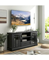 Sugift Tv Stand for TVs up to 70 in with Glass Doors and Storage