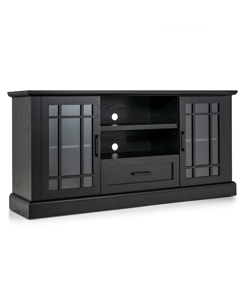Sugift Tv Stand for TVs up to 70 in with Glass Doors and Storage