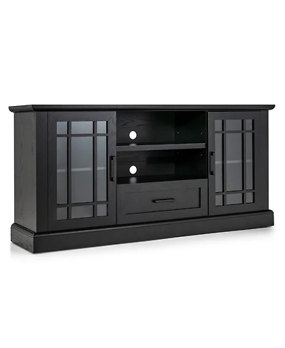 Sugift Tv Stand for TVs up to 70 in with Glass Doors and Storage