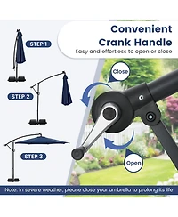 Sugift 10 ft Solar Offset Hanging Umbrella with Base and Led Lights