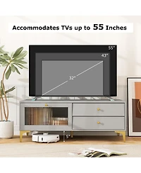 Sugift Tv Stand with Storage Compartments and Drawers for 55 in TVs